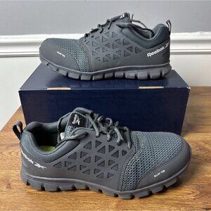 Men's Size 10.5W Reebok Sublite Cushion Work Alloy Safety Toe Grey -Style RB4071